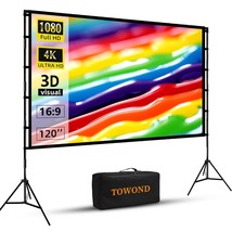 Projector Screen And Stand, 120 Inch Portable Projector Screen Indoor Ou... - $129.19