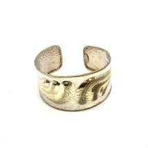 Vintage Signed 800 Silver Handmade Hammered Repousse Wide Cuff Bracelet sz 7 1/4 - £55.39 GBP