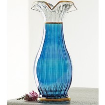 Mouth Blown, Hand Painted Fluted Egyptian Vase 9.8&quot;h. x 4.5&quot;dia - £35.82 GBP