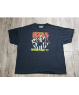 KISS World Tour ‘77 T Shirt Size 3XL Black Reprint Rock Band Tee - $371.29 MXN
