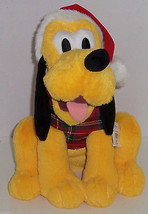 Disney Store Pluto Christmas Plush Toy Red Plaid Hat Shirt 2012 New - £39.58 GBP