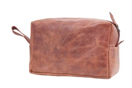 Personalized Toiletry Leather Bag, Dopp Kit Bag, Hand Carry Brown Unisex Bag, - $97.97