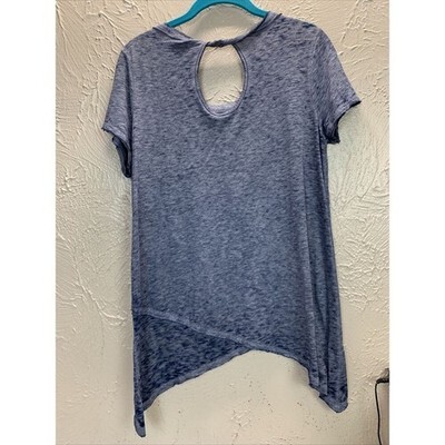 Sonoma Women's Blue Size Medium T-shirt Cutout Back Shark Bite Raw Hem Item image 4
