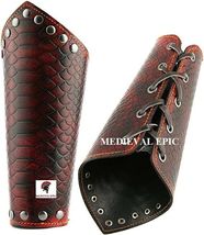Medieval Bracers Dragon Knight Genuine Leather Gauntlet Wristband Wide Bracer Ar - £39.40 GBP
