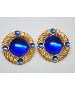 Royal Blue Cabochon Vintage PARK LANE Earrings in Gold tone - Pierced - ... - £32.85 GBP
