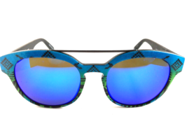 New Italia Independent Blue Round Leather Men&#39;s Sunglasses - £103.90 GBP