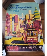 San Francisco Via TWA Trans World Airlines 12&quot; X 16&quot; - £11.85 GBP