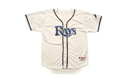 Vintage Tampa Bay Devil Rays Evan Longoria Mens Stitched Jersey 48 Majestic - £61.51 GBP