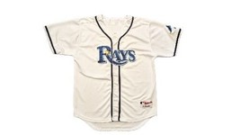 Vintage TAMPA BAY DEVIL RAYS Evan Longoria Mens Stitched Jersey 48 MAJES... - £60.53 GBP