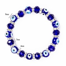 Wish Card Blue s Lucky Glass Beads Bracelet For Women Men Jewelry Horseshoe Turk - £8.94 GBP