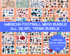 200 files Mega NFL Football Bundle Digital Instant Download PNG/ SVG  - £1.97 GBP