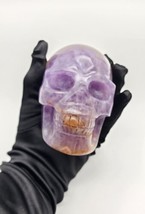 Amethyst and Agate Skull, With Small Druzy, Hand Carved Skull, Agate Ame... - £95.25 GBP