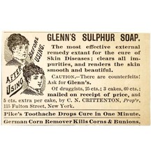 Glenn&#39;s Sulphur Soap Cure 1885 Advertisement Victorian Quack Medicine ADBN1A14 - $9.99