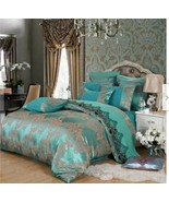 4pc. Luxury Palace Crown Turquoise Tribute Silk Queen King Duvet Cover Set - £116.03 GBP+