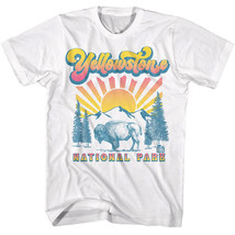 Yellowstone Pastel Sunset Men&#39;s T Shirt Bison Buffalo National Park Wyoming - £22.33 GBP+
