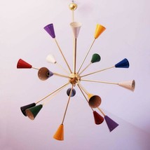 Mid Century Multicolour Sputnik Brass Chandelier 16 Arms Decorative Lights - £233.20 GBP