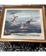 Lapole 1962 Wildlife  Watercolor  &quot;Ducks In Flight&quot; Signed Framed Matted - $233.74