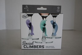 Genuine FRED Social Climbers Narwhal Wine Glass Charms Markers Pack of 6... - £9.28 GBP