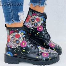 New Women&#39;s Ankle Boots Low Heels Shoes Woman Vintage Warm High-top Snow Boots M - £43.79 GBP