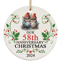 58th Anniversary Christmas 2024 Ornament Gift 58 Years Married Cute Owl Couple - £11.82 GBP