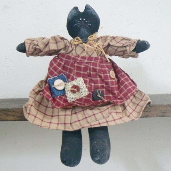 Primary image for Black Cat Handmade Country Girl Doll Shelf Sitter (BN-DOL102)