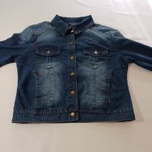 Nina Leonard RN#115070 Women's Cotton Blend Blue Denim Jacket Pockets Sz Medium image 8