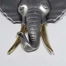 Vintage JJ Jonette Jewelry Co Pewter And Gold Tone Elephant Brooch Marke... - £15.11 GBP