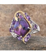 Purple Turquoise, Amethyst, Ring in 14K YG &amp; Platinum Over Sterling Silver - $249.00
