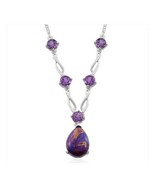 Purple Turquoise, Amethyst, Platinum Over Sterling Silver Necklace, TGW 12.200 - $179.00