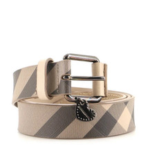 Burberry Beige Nova Check Heart Coated Canvas &amp; Leather Buckle Belt size... - $177.21