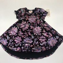 Lularoe Elegant Metallic Rose Floral Scarlett Size 2 Kids Carly Dress RARE - £28.39 GBP