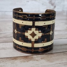 Vintage Bracelet / Cuff - Stunning Wide Cuff Brown &amp; Cream Statement Bra... - £19.53 GBP