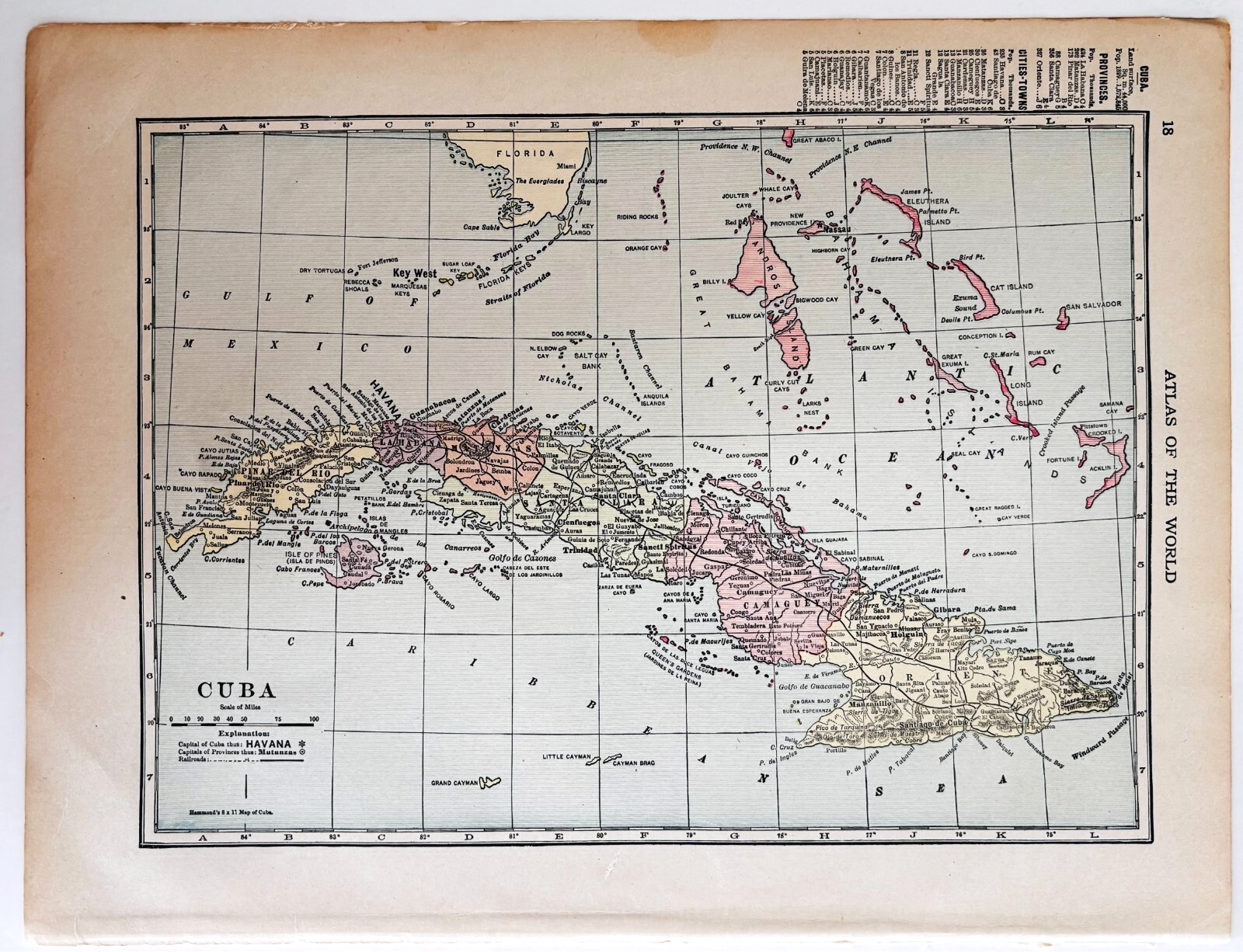 1917 Cuba WW1 Era Map Atlas Of The World Antique North America Caribbean DWUU1B Item image 2