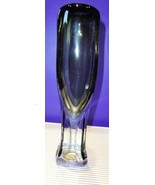 Adam Jablonski Art Glass Amber &amp; Clear Vase - £191.55 GBP
