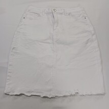 Shein Women’s White Cotton Blend Frayed Denim Skirt Size Large  image 11