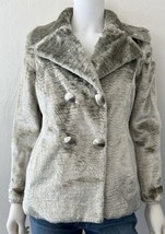 Etcetera Faux Fur Jacket Snap Closure Platinum Grey Size 8 NEW $395 - $159.64