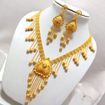 Bridal Choker Necklace Indian Bollywood Jewelry 22K Gold Plated Earrings Set - £19.17 GBP