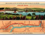 Dual View Longview Bridge w Map Longview Washington WA UNP DB Postcard W17 - $2.92
