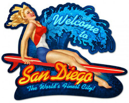 Welcome to San Diego-Pinup Plasma Cut Metal Sign - $49.95