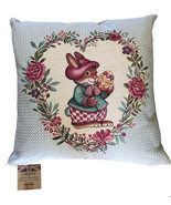 Caldeira Easter Bunny Tapestry Throw Pillow Cushion Rabbit Eggs Down Fill - £55.67 GBP