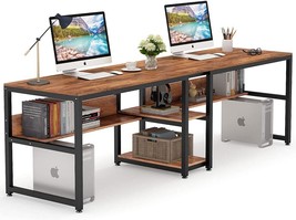 A Two-Person Desk With A Bookshelf Is Available From Tribesigns, 78.7, And - £224.60 GBP