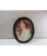 Vintage COCA COLA oval tin serving tray Retro 1923 flapper girl pictured - £31.13 GBP
