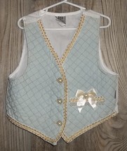 Vintage Girls 6 Western Vest Pearl Embellished Chambray Quilted Metallic  - $14.99