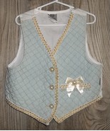 Vintage Girls 6 Western Vest Pearl Embellished Chambray Quilted Metallic  - £11.54 GBP