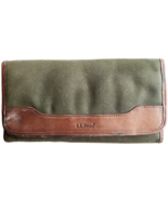 Vintage LL Bean Canvas Leather Travel Wallet Passport Clutch OD Green Ta... - $54.69 CAD