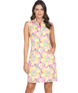 NWT IBKUL CALISTA HOT PINK MULTI Sleeveless Mock Golf Tennis Dress - S &amp; M - €55,74 EUR