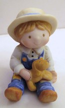 Holly Hobbie Porcelain Boy Child with Dog Figure Figurine Hand Painted 2&quot;x1.5&quot; - £22.91 GBP