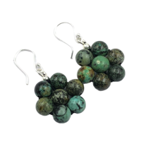 African Turquoise Gemstone 8 mm Round Beads 1.80&quot; beads Earring BE-59 - £6.96 GBP
