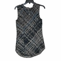 Cabi Floral Plaid Pullover Tank Top Tie V-Neck Ruffled Sleeveless Women Size XS - £15.54 GBP