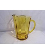 vintage large AMBER Glass serving juice tea PITCHER ribbed pattern - £13.36 GBP
